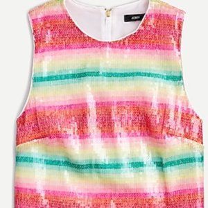 NWT J. Crew watermelon stripe sequin tank XS